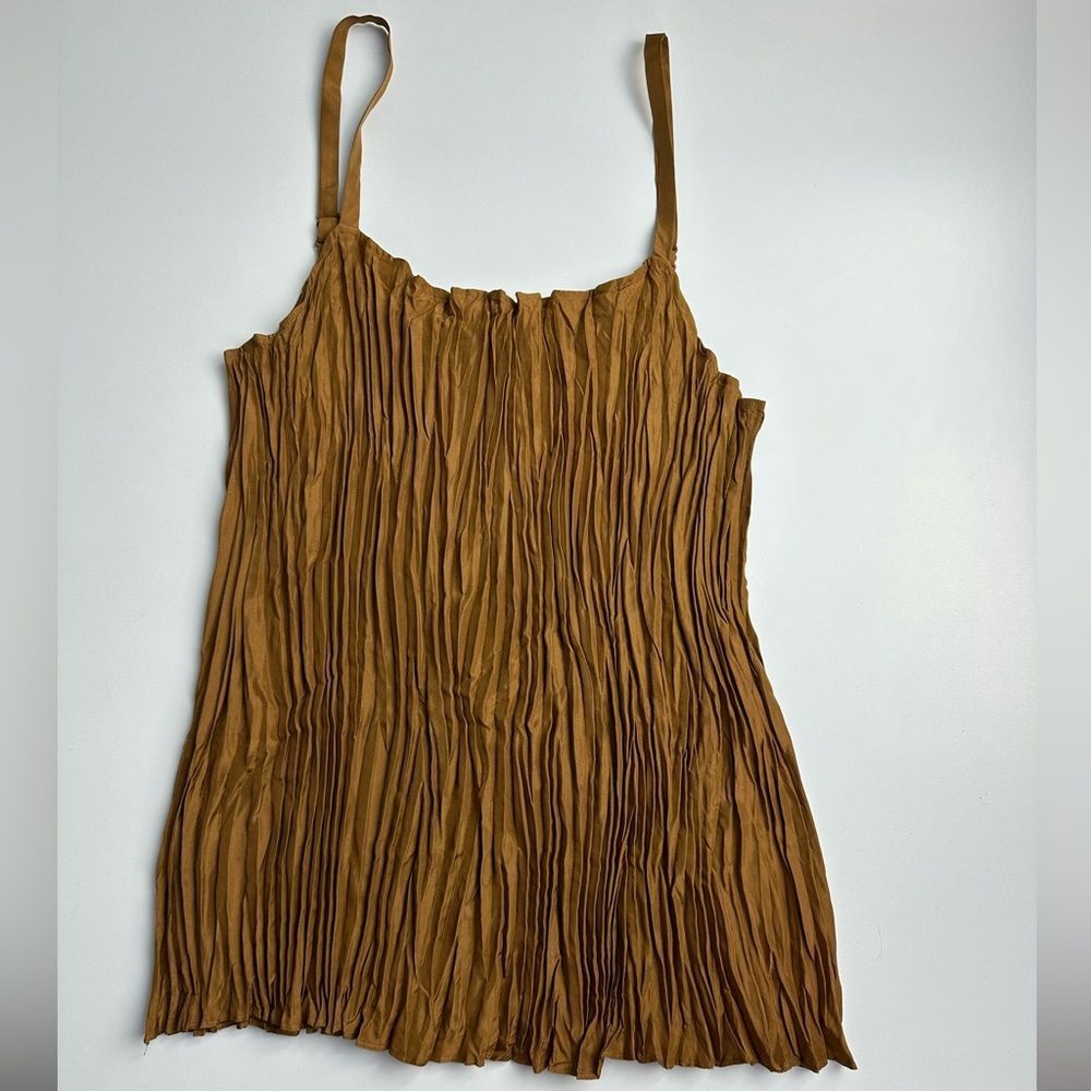 Eileen Fisher The System Crinkle Crushed Silk Cami Bronze NWT Size Large - Picture 7 of 8